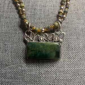 Vintage Healerite Serpentine Pendant on beaded chain